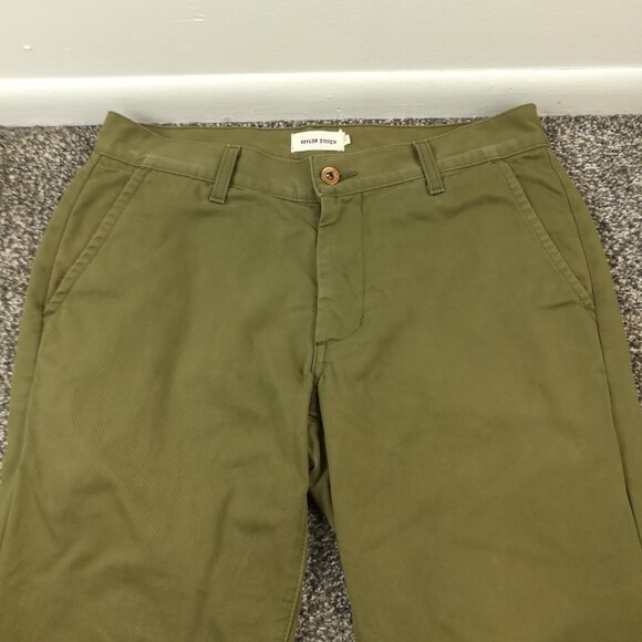 Taylor Stitch Pants Brenham Slim Chino Flat Front Green Mens 32x36 *Flaw - Picture 2 of 14